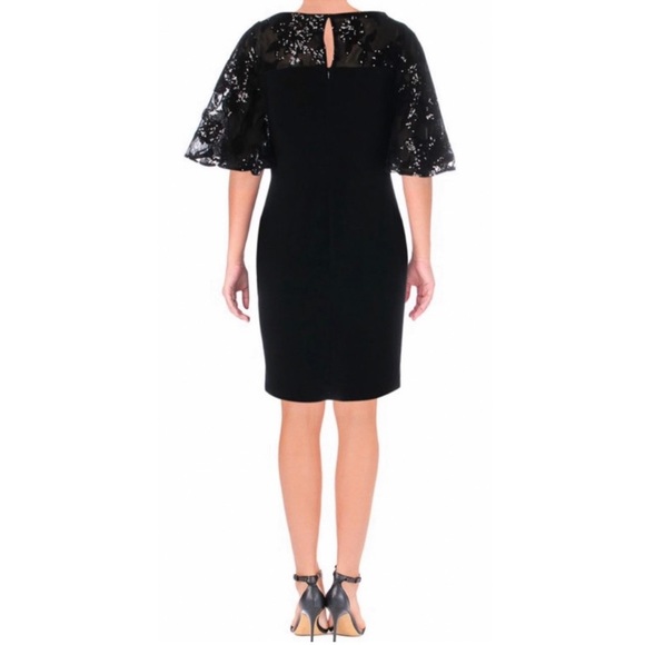 Lauren Ralph Lauren Sheer Yoke Sequined Black Sheath Dress - Picture 3 of 12